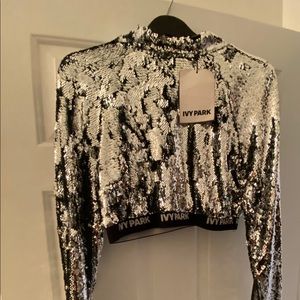 Ivy Park Silver Sequin Crop Top